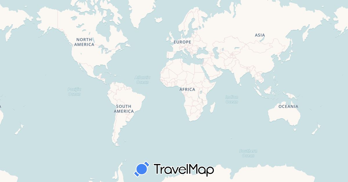 TravelMap itinerary: driving in Canada, India (Asia, North America)
